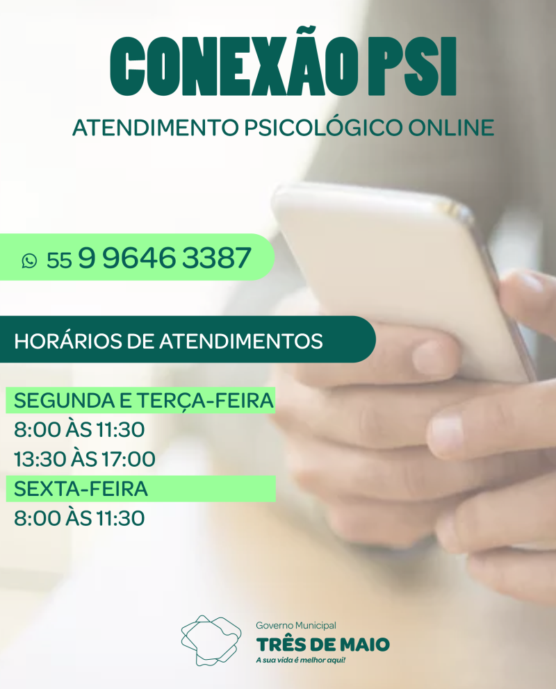 Atendimentos psicológicos online serão fornecidos a população